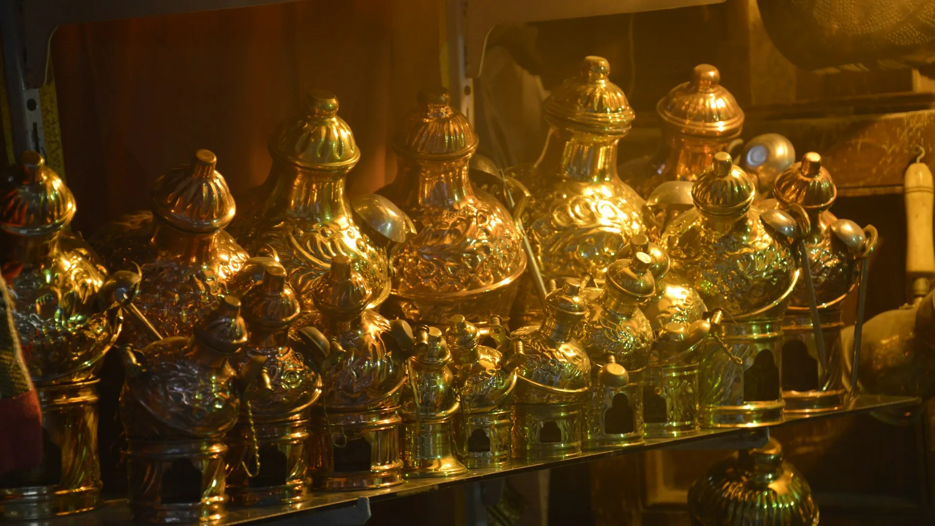 Arabian perfume bottles in Middle Eastern setting